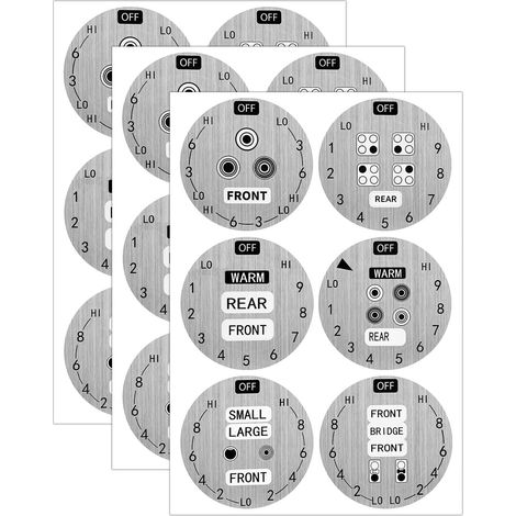 3 x Cooker Stickers, Replacement Adhesive Stickers for Hob Buttons, Decorative Accessories, Suitable for Ovens, Burners, Hobs (1/5)