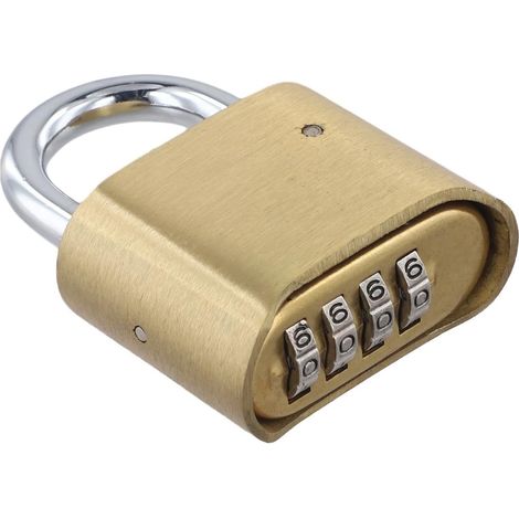 Cadenas antivol en alliage à combinaison pour une utilisation de sécurité sur les armoires, sacs à dos, bagages avec matériau en laiton et code à quatre chiffres réinitialisable (1) (1/5)