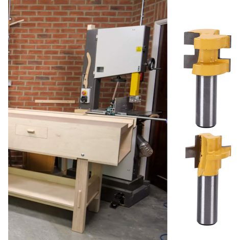 Fraise à tenon en T à queue de 1/2 pouce OU de 1/4 de pouce, fraise à tenon à denture carrée, fraise à parquet, fraise à panneaux, fraise à bois, queue de 1/2 pouce (1/5)