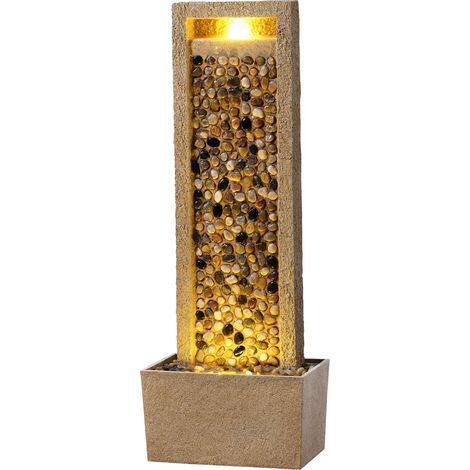 Teamson Home Garden Outdoor Water Feature Tall Waterfall Water Fountain With Warm LED Lights Layered Rock Design River Rock (1/5)