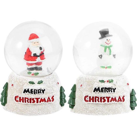 Lot de 2 boules à neige lumineuses en cristal, décorations de bureau pour Noël.-4.5x4.5x7cm-Red (1/2)