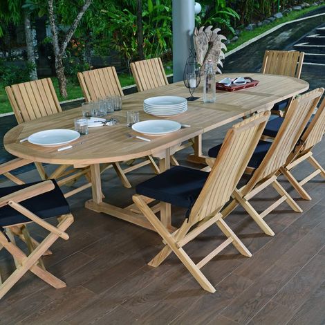 Salon de jardin en teck massif Malte, 8 places (1/5)
