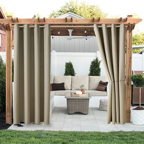 Waterproof, blackout, fade-resistant outdoor curtains for porches, gazebos, patios, light brown, 1 sheet, 132213cm (W×L). (1/3)