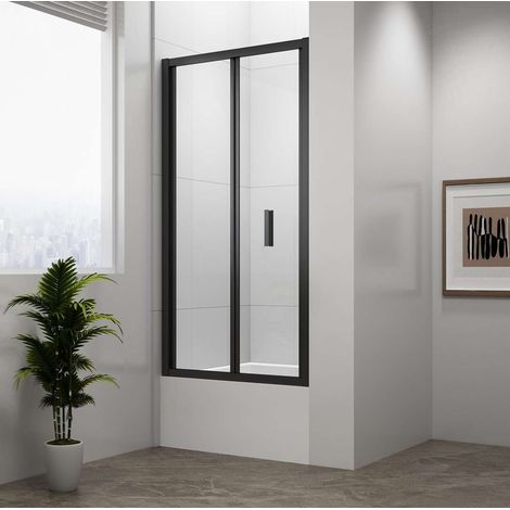Polysan Deep - Porte de douche pliante 100x165 cm, verre transparent/noir mat MD1910B (1/3)