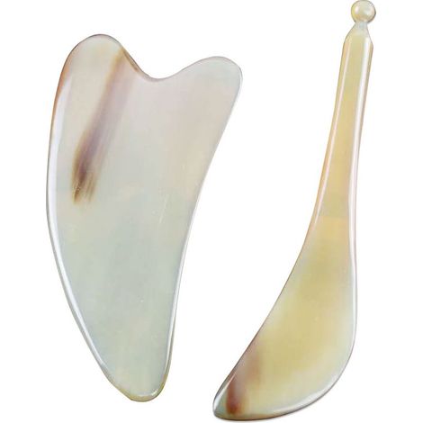 Set aus 2 Gua-Sha-Platten aus Büffelhorn, Massage- und Schabewerkzeug für Körper und Gesicht (1/5)