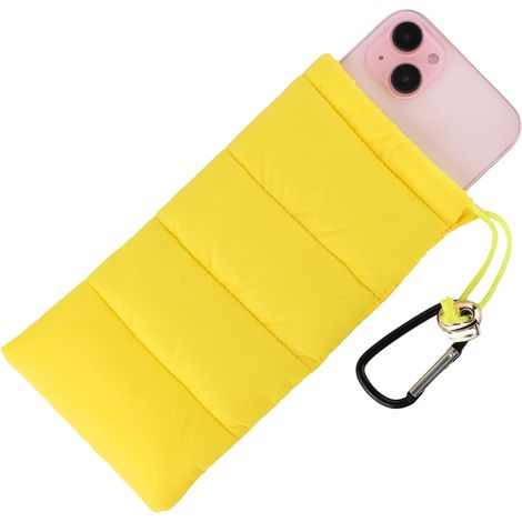 Insulated phone case designed for camping, beach and skiing - prevents freezing and overheating, yellow. (1/4)
