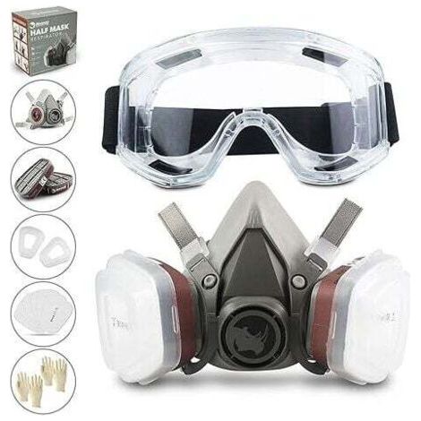 Respirateur réutilisable demi-masque 6200 – Protection respiratoire silicone – Lunettes anti-buée – Filtres 95% pour peinture et soudage (1/5)