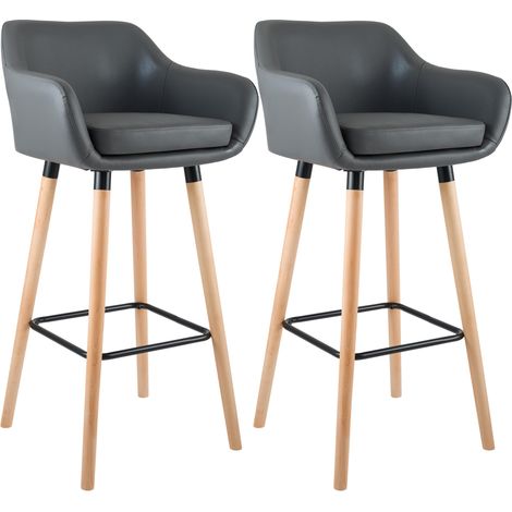 Set da 2 sgabelli da bar Grant in ecopelle grigio (1/5)