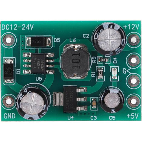 Module d'alimentation à découpage CC non isolé, carte Buck, entrée 12-24 V, sortie 12 V/5 V, XH-M297 (1/5)