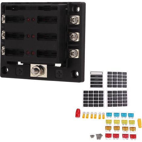 Universeller Sicherungshalter, 6-facher Sicherungskastenblock, 10–32 V, mit wasserdichter Abdeckung für Auto, Boot und Wohnmobil (1/5)