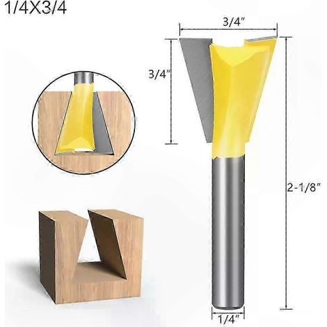 1/4"-Schwalbenschwanzfräser-Set, 6-mm-Schaft, 14°-Holzschnittwinkel, Fräswerkzeug zum Schnitzen und für die Holzbearbeitung (1/5)