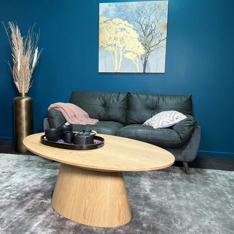 Table basse ovale en bois clair 120 cm VENETIE (1/4)