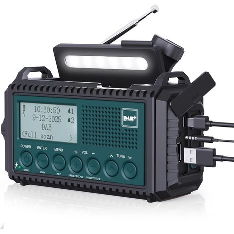 Dab/Dab+/FM Radio d'urgence Portable, Radio Solaire Manivelle avec Lampe Torche LED (1/5)