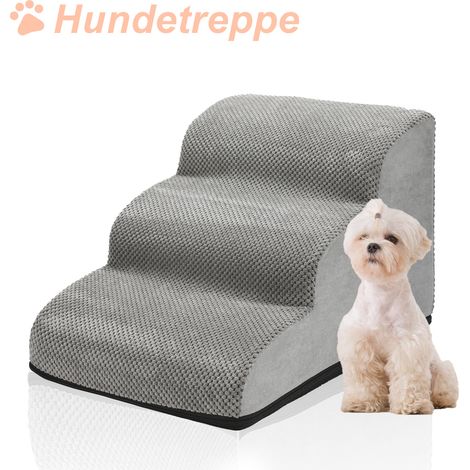 Wolketon Escaleras para perros y gatos  escalera para perros con esponja de alta densidad  rampa para perros ensanchada con pendiente suave de 3 escalones (1/5)