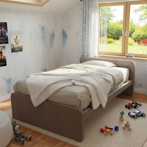 Letto una piazza e mezza con rete, ideale per camerette - Grigio fumo