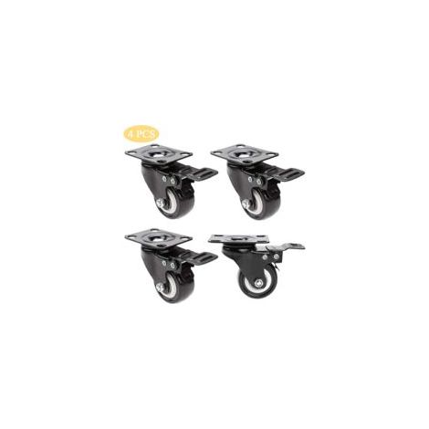 AIDUCHO 4er-Set Lenkrollen, 360° drehbar, mit Bremse, für Möbel/Transport, Tragkraft 200 kg - Crezuo