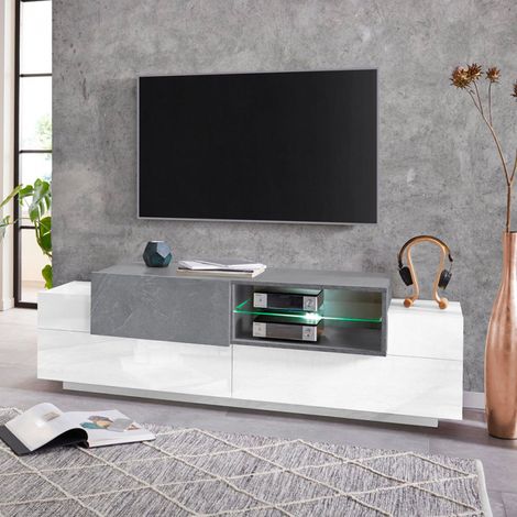 Mobile Porta TV Bianco Ardesia 160 cm Madia Bassa per Soggiorno (1/5)