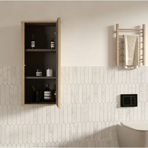 Armario mural 36x29x75 cm de MDF y contrachapado, roble, push-to-open, compacto – MEUBLIV (1/5)