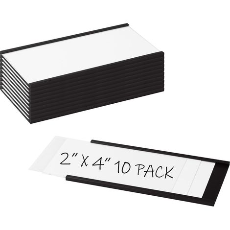 Porte Étiquettes Magnétiques à Canal C 50MM X 100MM 10 Pcs  avec Film Protecteur Transparent, pour Armoires Murales et Tiroirs en Métal, pour Tableaux Blancs, Fournitures de Bureau (1/5)