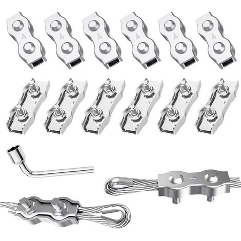Serre Cable Acier Duplex Clips Serre Cable Inox Pour Les Chantiers de Construction et Les Navires corde à linge (M4) (1/5)