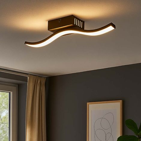Plafoniera di design lampada soggiorno Plafoniera LED camera da letto, nero grafite, 20W 1130lm bianco caldo, LxH 88 x 15,5 cm