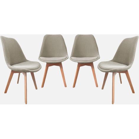 Set di 4 sedie scandinave in legno di faggio e velluto a coste