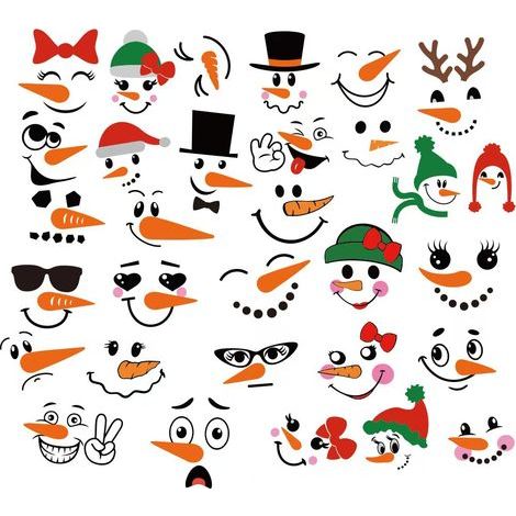 30 Weihnachtsaufkleber mit Schneemanngesichtern, selbstgemachte Aufkleber für Wasserflaschen, Weihnachtskugeln, Kühlschrankaufkleber, Weihnachtsdekorationen (1/5)