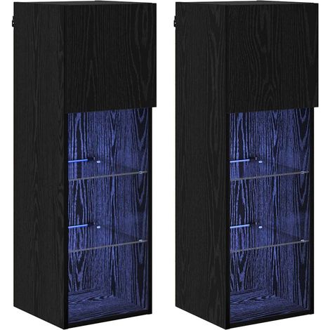 Maison Exclusive - Mobiletti TV a parete 2 pcs Rovere Nero 30,5 x 30 x 90 cm