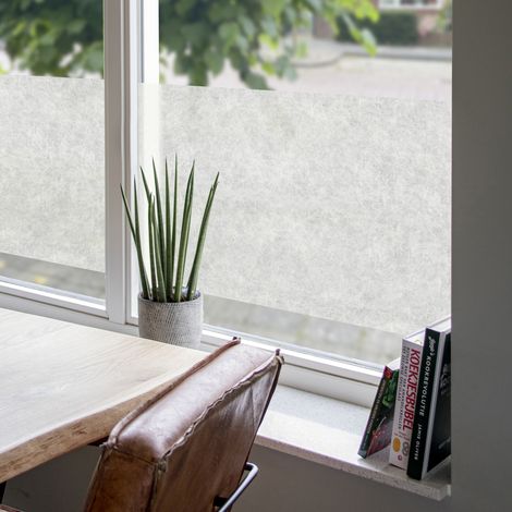 Film vitrostatique pour vitre Décoratif extra-lisse Fibres textiles opaque 150 x 45cm Blanc (1/4)