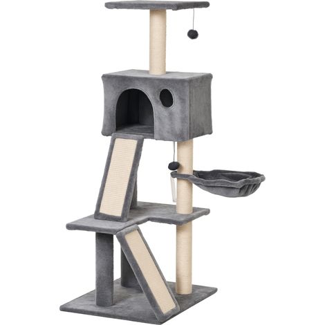Albero per gatti da 130 cm per interni, centro attività con condominio, tiragraffi, scale, torre per arrampicarsi e giocare.