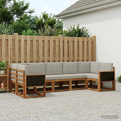 vidaXL Outdoor-Sofagarnitur 7 Stk. Natürlich und Hellgrau (1/5)