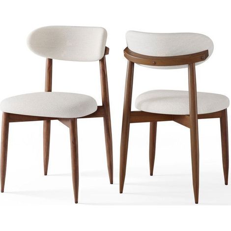 Set di 2 sedie da pranzo nordiche, Schienale e seduta imbottiti, Gambe in legno finitura noce, per cucina, camera da letto (1/5)