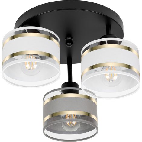 Plafoniera nera con paralumi, in metallo industriale, 3xE27, illuminazione LED moderna per soggiorno, cucina, camera da letto, cameretta dei bambini, loft (1/5)