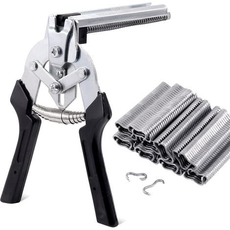 Kit de 601 pinces à anneau de porc de type M, une installation de tapisserie, des outils à main avec 600 clips M en acier galvanisé pour fixation de clôture (1/4)