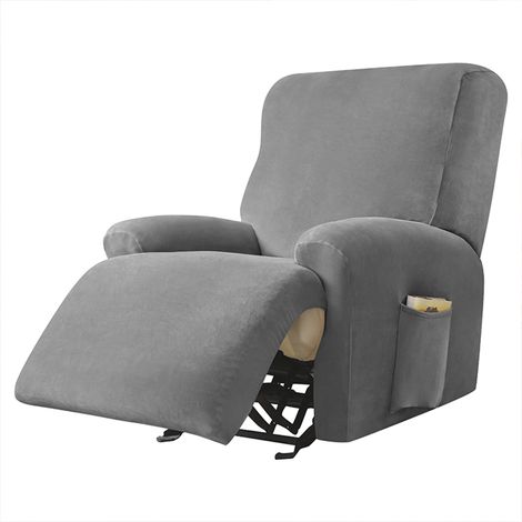 Fodera per POLTRONA RELAX con poggiapiedi pieghevole (4 pezzi), velluto, grigio scuro