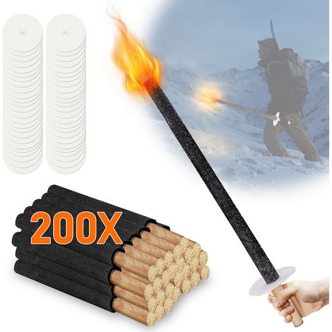 Randaco 200x Antorcha de jardín 42cm Antorchas para fiestas Antorchas de cera para bodas Tiempo de combustión mango largo