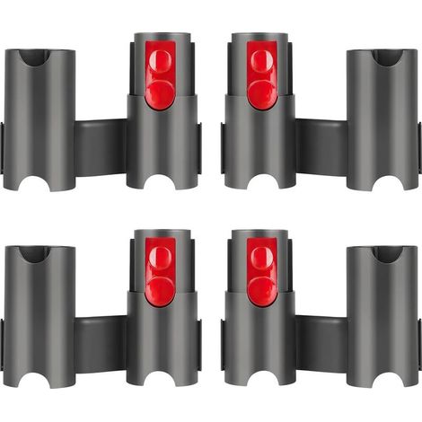 4 Pièces Support D'accessoires pour Dyson Aspirateur, Robuste et Facile à Utiliser, Support de Rangement pour Dyson Aspirateur, Large Compatibilité, pour Dyson V7 V8 V10 V11 V15 (Noir + Rouge) (1/5)