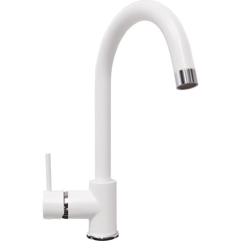 Miscelatore lavello cucina Plados PETRAMIX monocomando con canna tubolare - Bianco Latte (1/3)