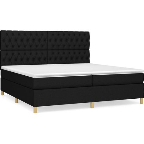 Maison Exclusive - Giroletto a Molle con Materasso Nero 200x200 cm in Tessuto (1/5)
