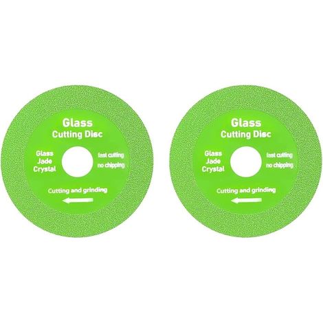 Lot de 2 disques de coupe pour verre 100 mm, verts, tranchants, pour découpe de verre et mosaïque, accessoires (1/5)