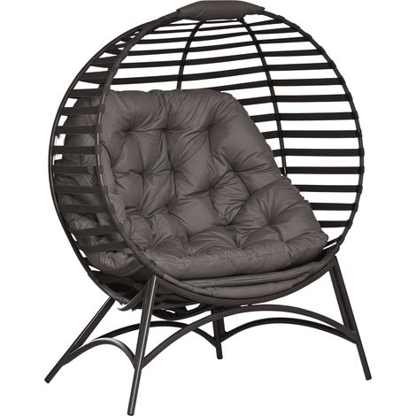 Egg Chair with Cushion & Side Pocket - Brown