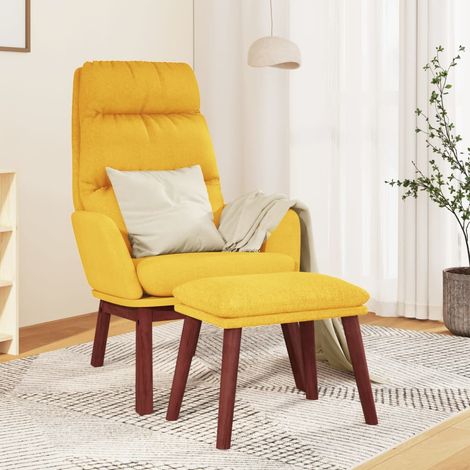 Chaise Chaise de détente et repose-pied Jaune moutarde Tissu Chaise de salon 73583 (1/5)