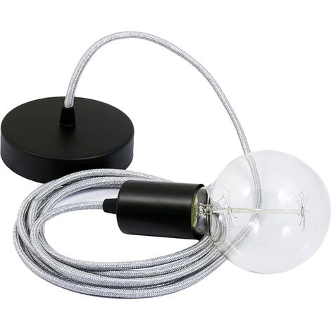 Lampada creative-cables rl02 cavo tessile argento rame (1/3)
