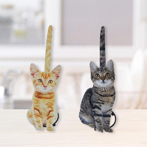 Porte-serviettes Rengue motif chat, support WC en fer gris, 15,5 (1/5)