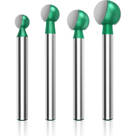 GROOFOO Fraise à Fond Rond Bois, 4PCS 6 mm Tige 16/18/20/22 mm Routeur Core Box Bits, Fraise à Rainurer pour Défonceuse Outil de Coupe Bit de Routeur (1/5)