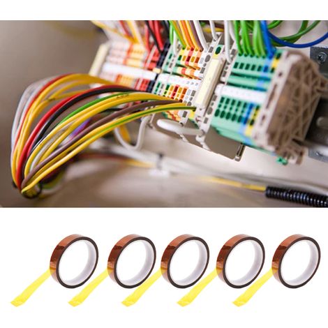 Verkauft in 5er-Packungen, 0,05 mm dicke Klebeschicht, 18 mm breite Oberfläche, 33 m Gesamtlänge, hochtemperaturbeständiges goldbraunes Polyimid-Isolierband für Isolierung und elektronisches Löten. (1/5)
