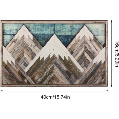 Décoration murale en bois de montagne, sommet de montagne vert, sommet de montagne bleu, peinture décorative (1/5)