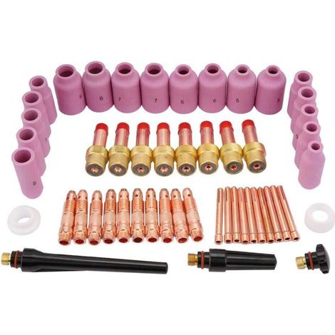 51pcs Consommables TIG, Équipement de Soudage TIG avec Buse de Chalumeau Série WP-17/18/26 (1/4)