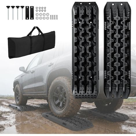 Wolketon 2x Sandbleche Anfahrhilfe 10T mit Tasche & Halterung für Offroad Wohnmobil SUV