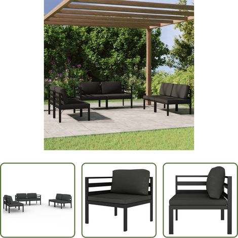 vidaXL Gartenmöbel -  6-tlg. Garten-Lounge-Set mit Kissen Aluminium Anthrazit (1/5)